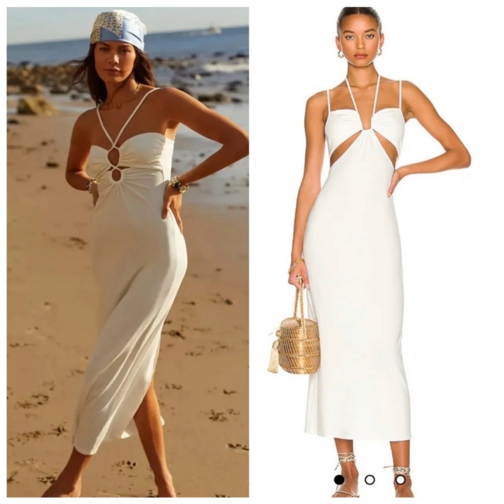 L*Space White Sleeveless Sundress with Cutout and Slit